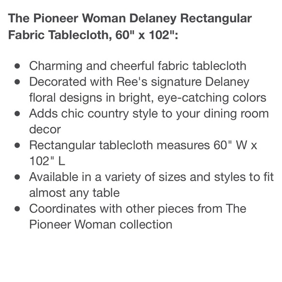 🌺🎁 New The Pioneer Woman Round Fiona Floral Tablecloth, 60” x 84” - Picture 6 of 10